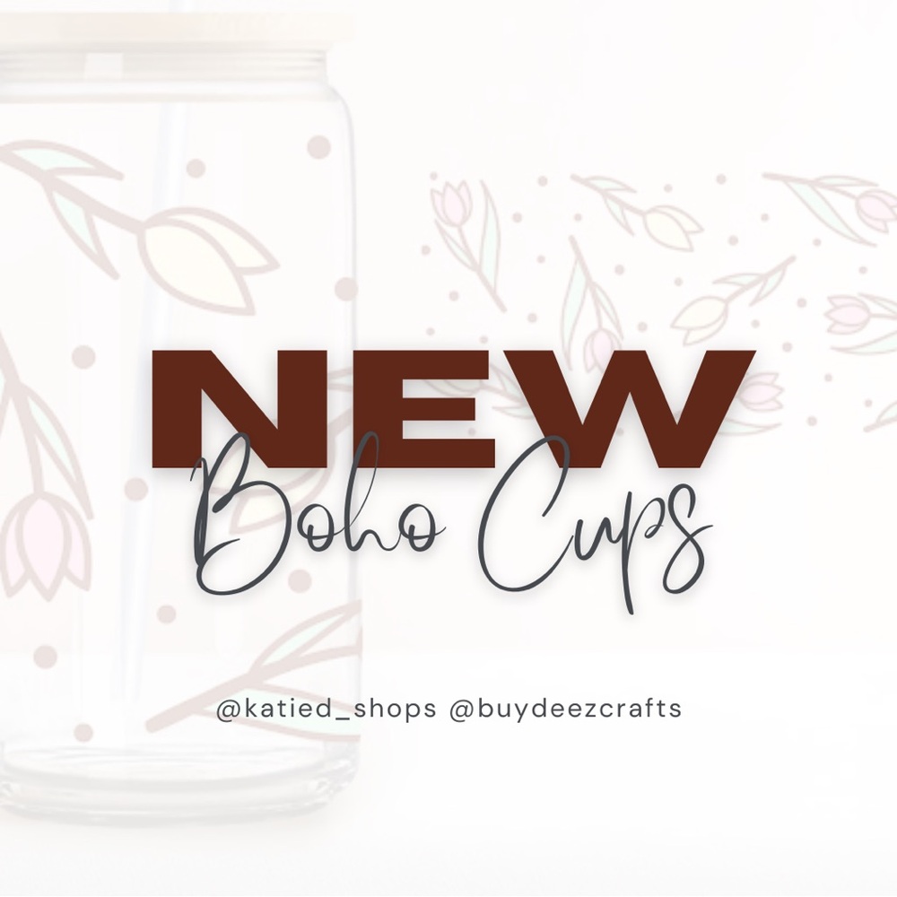 🆕Unlisted 16oz Glass Cups with bamboo lid & straw